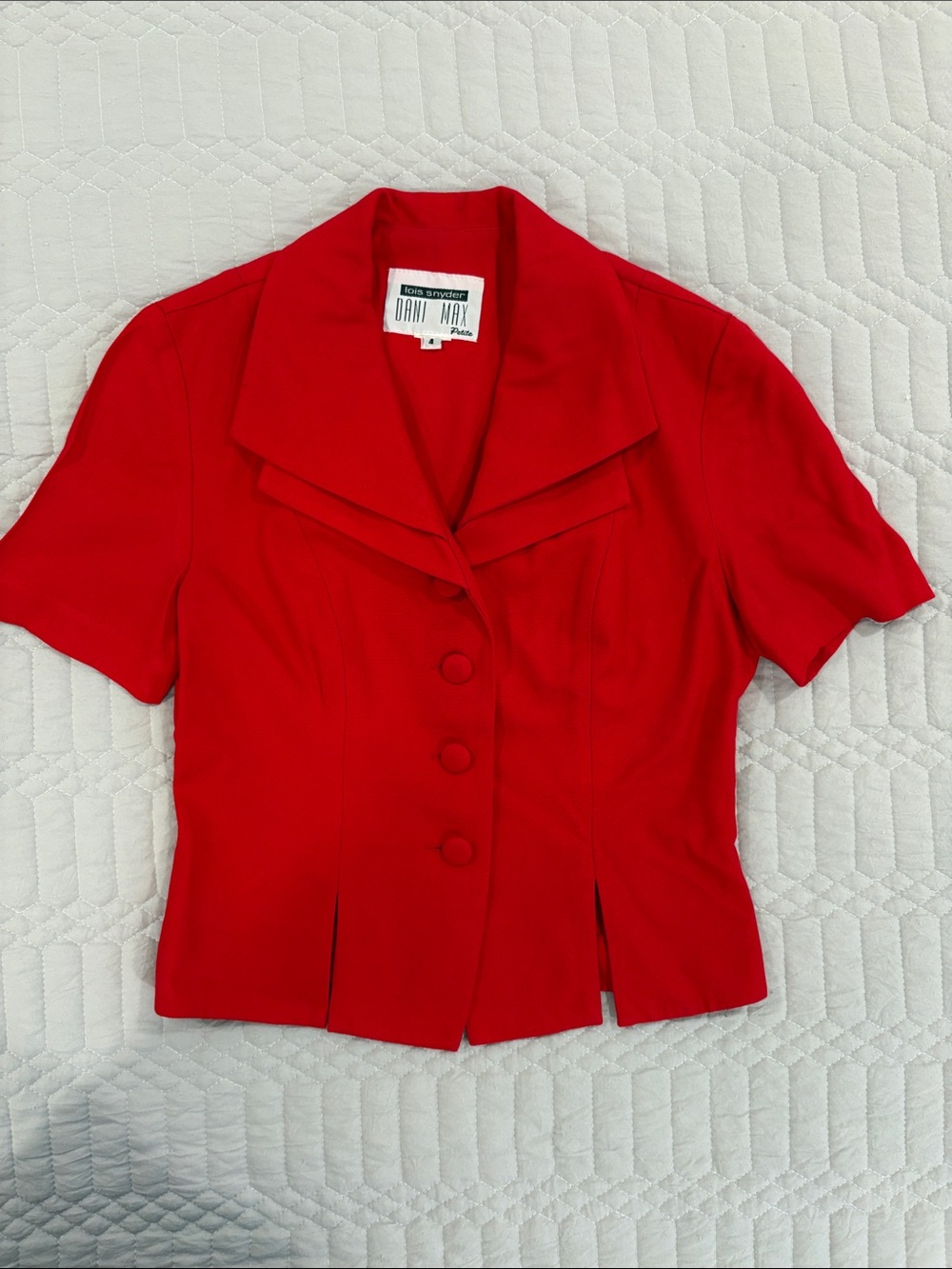 Women's Red Short-Sleeve Tailored Jacket
